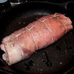 Tied rolled breast of lamb