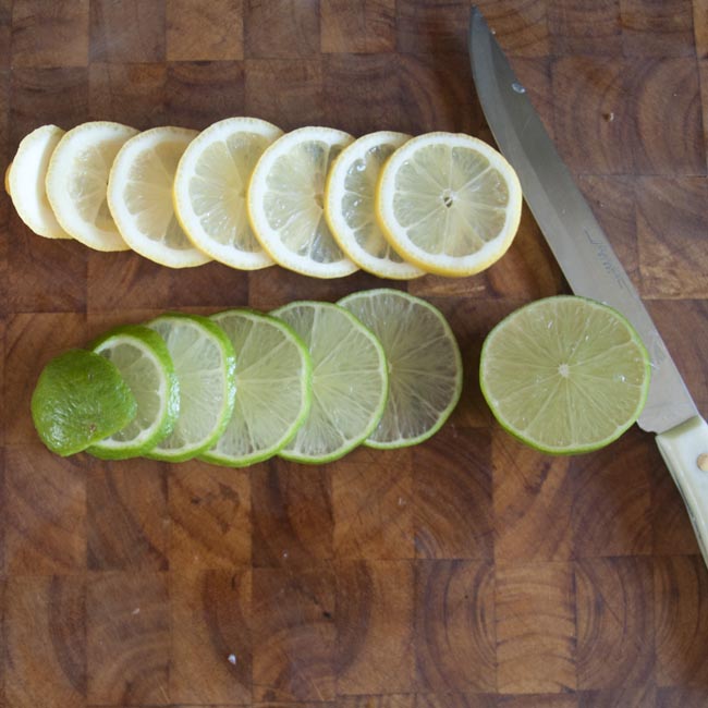 Sliced lemon and lime