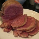 Sliced poached salt beef