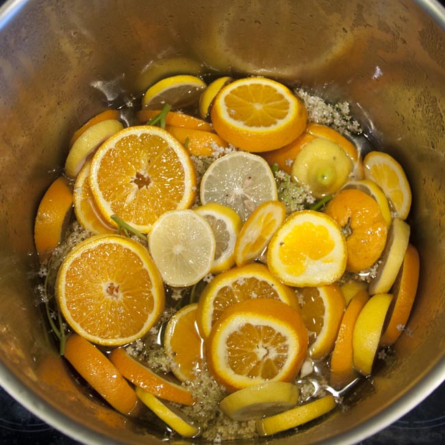 Elderflower cordial, steeping