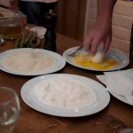 Bread-crumbing egg for deep frying