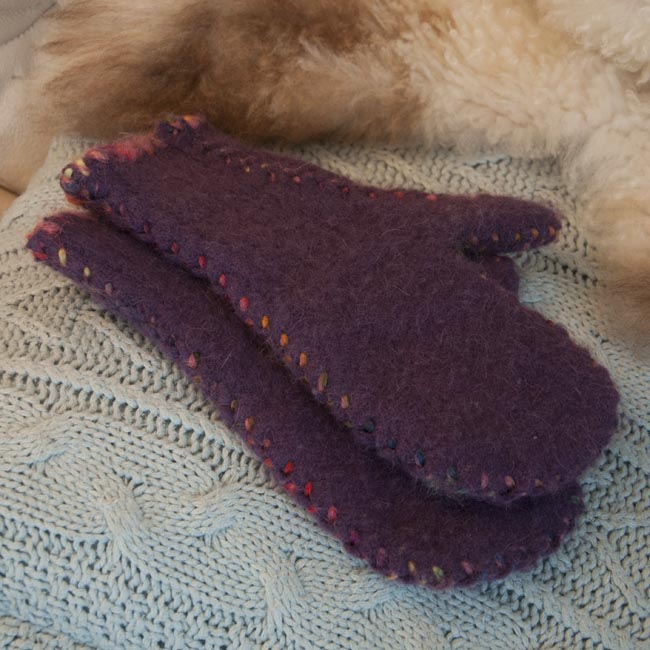 Machine felt mittens