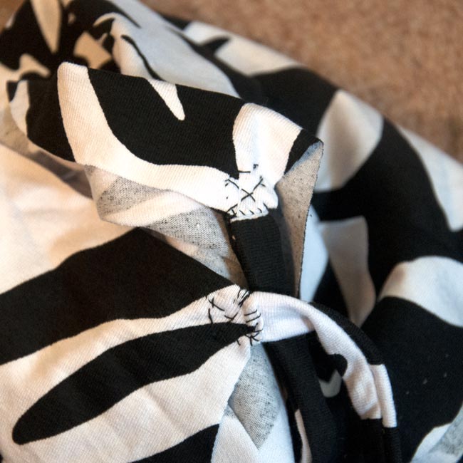 Straps sewn in place