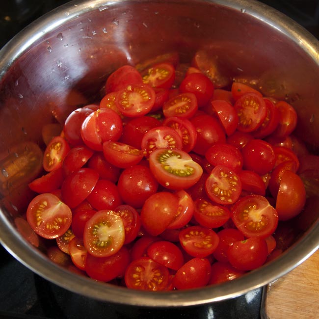 Halved tomatoes