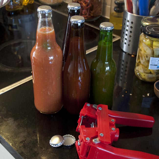 Seal bottles with crown caps