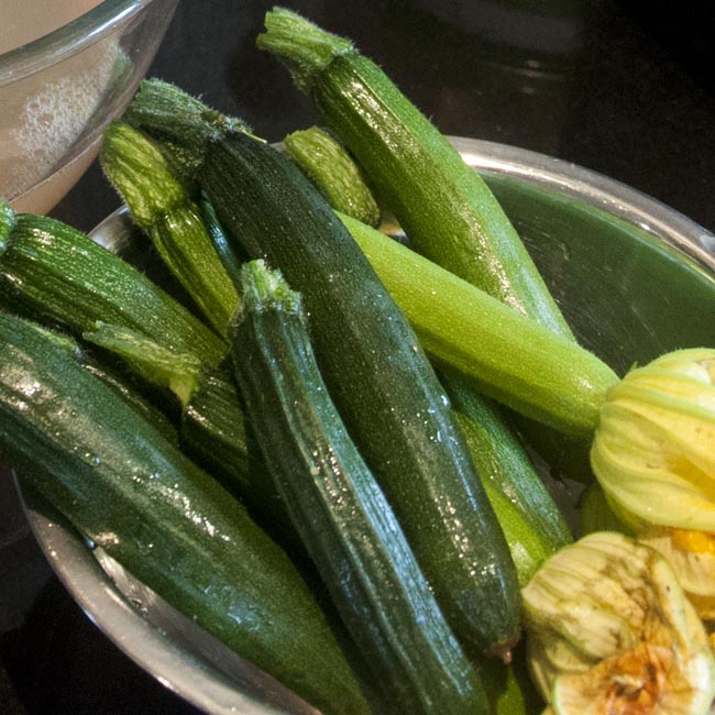 Garden-fresh courgettes