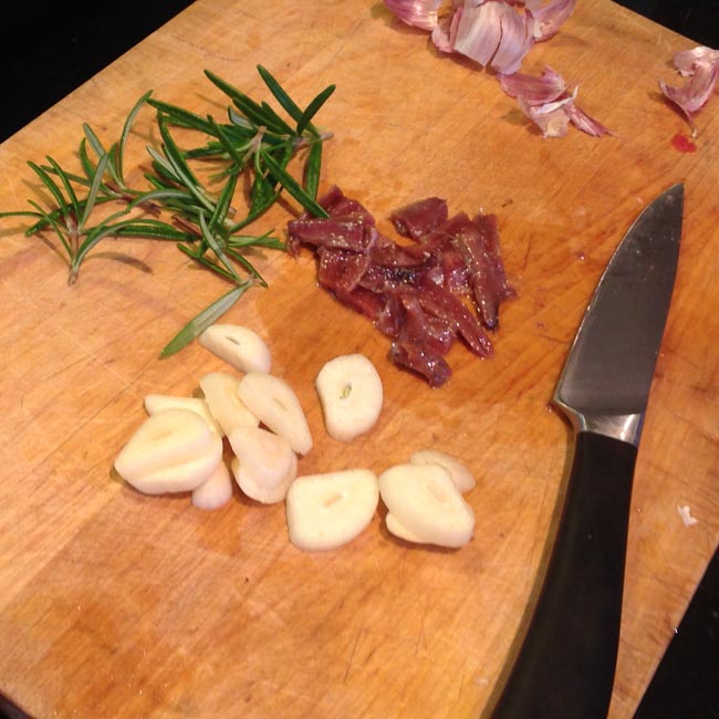 Garlic rosemary and anchovies