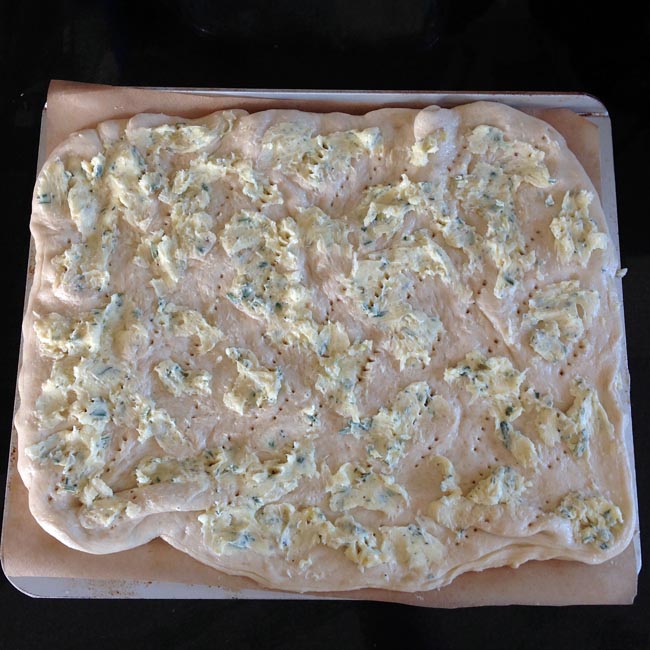 Shaped dough with butter