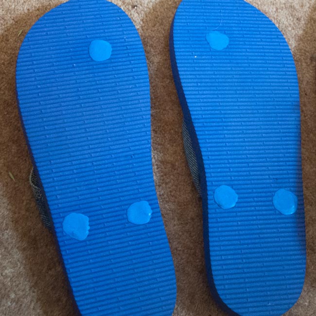 Sandal soles sealed with sugru