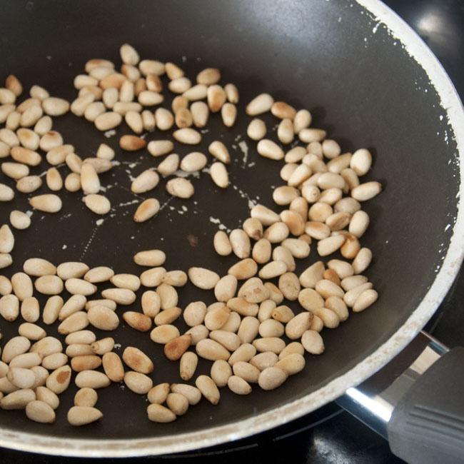 Toast the pine kernels
