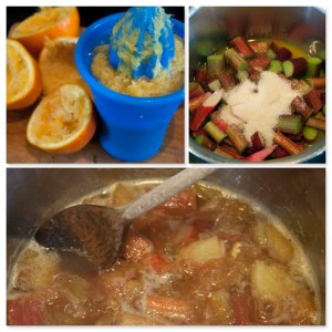 Stew the rhubarb until soft