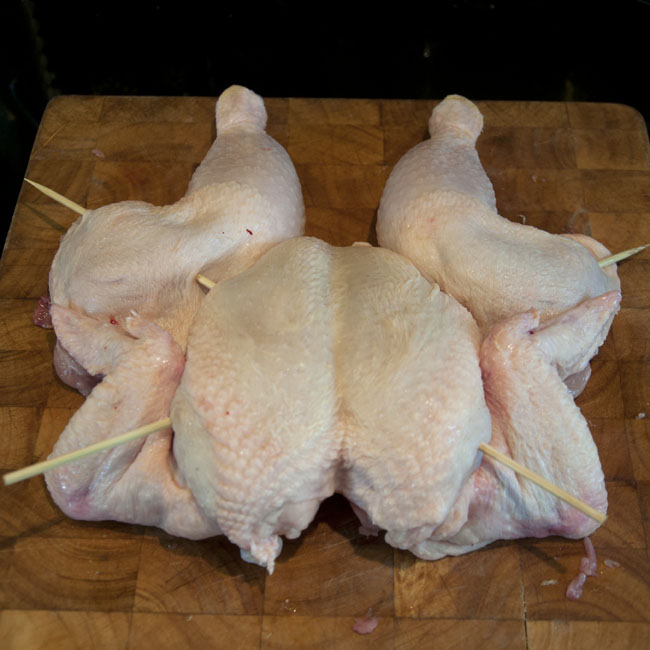 Finally insert skewers to hold shape