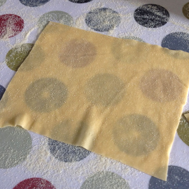 Single sheet of finished pasta