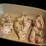 Chicken in roasting dish