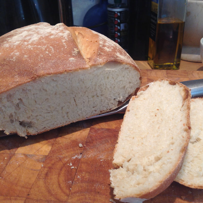 Sliced, warm from the oven.