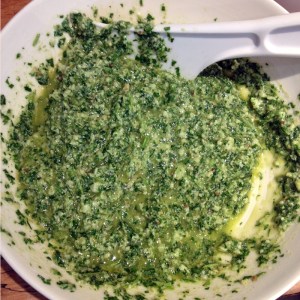 Rocket pesto after processing