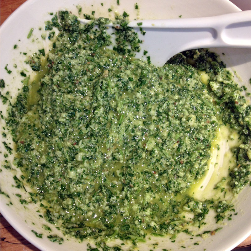 Rocket pesto after processing