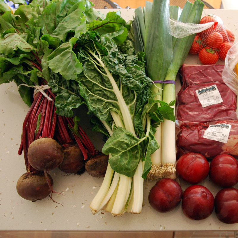 Fresh meat and veggies